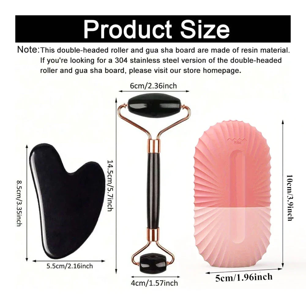 Cryo Glow Ice Roller & Gua Sha Set – Facial Lift, Sculpt & Skin Refresh Tool (1/2/3PCS)