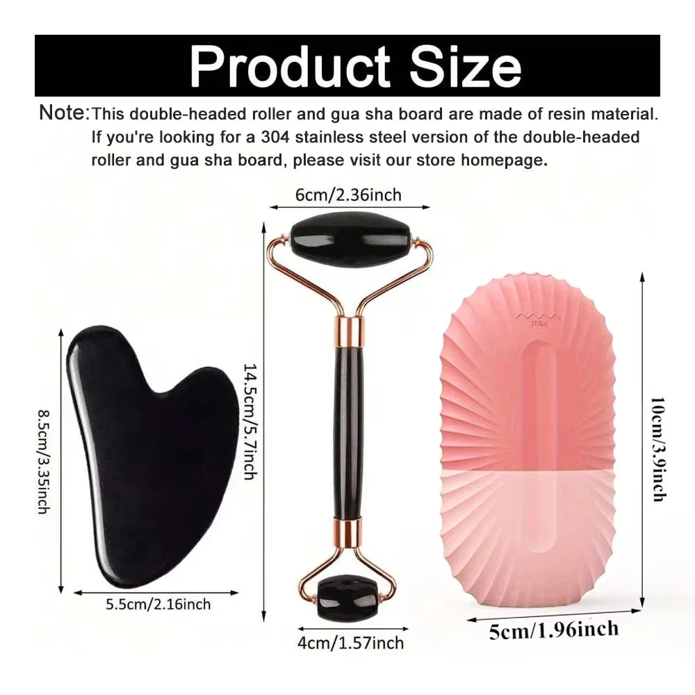 Cryo Glow Ice Roller & Gua Sha Set – Facial Lift, Sculpt & Skin Refresh Tool (1/2/3PCS)