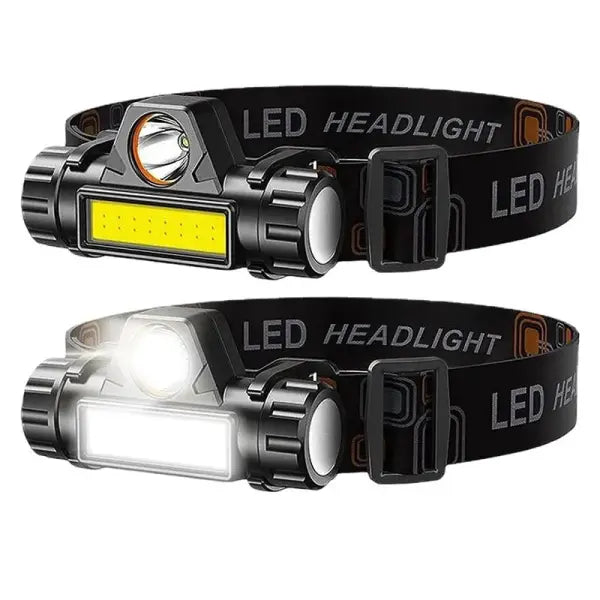 Rechargeable COB LED USB Headlamp ABS Waterproof Fishing Head Torch